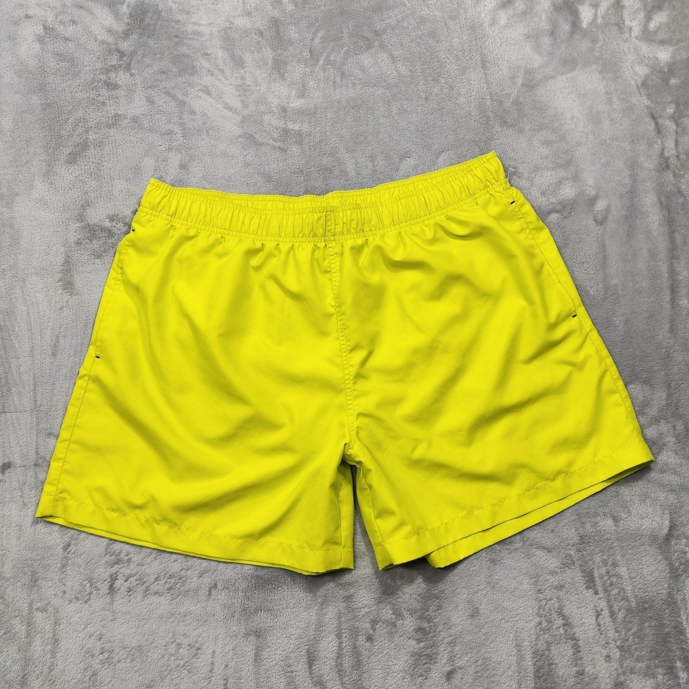 George Swim Shorts Mens 2XL Yellow Lined Elastic Waist Pockets Beach Summer